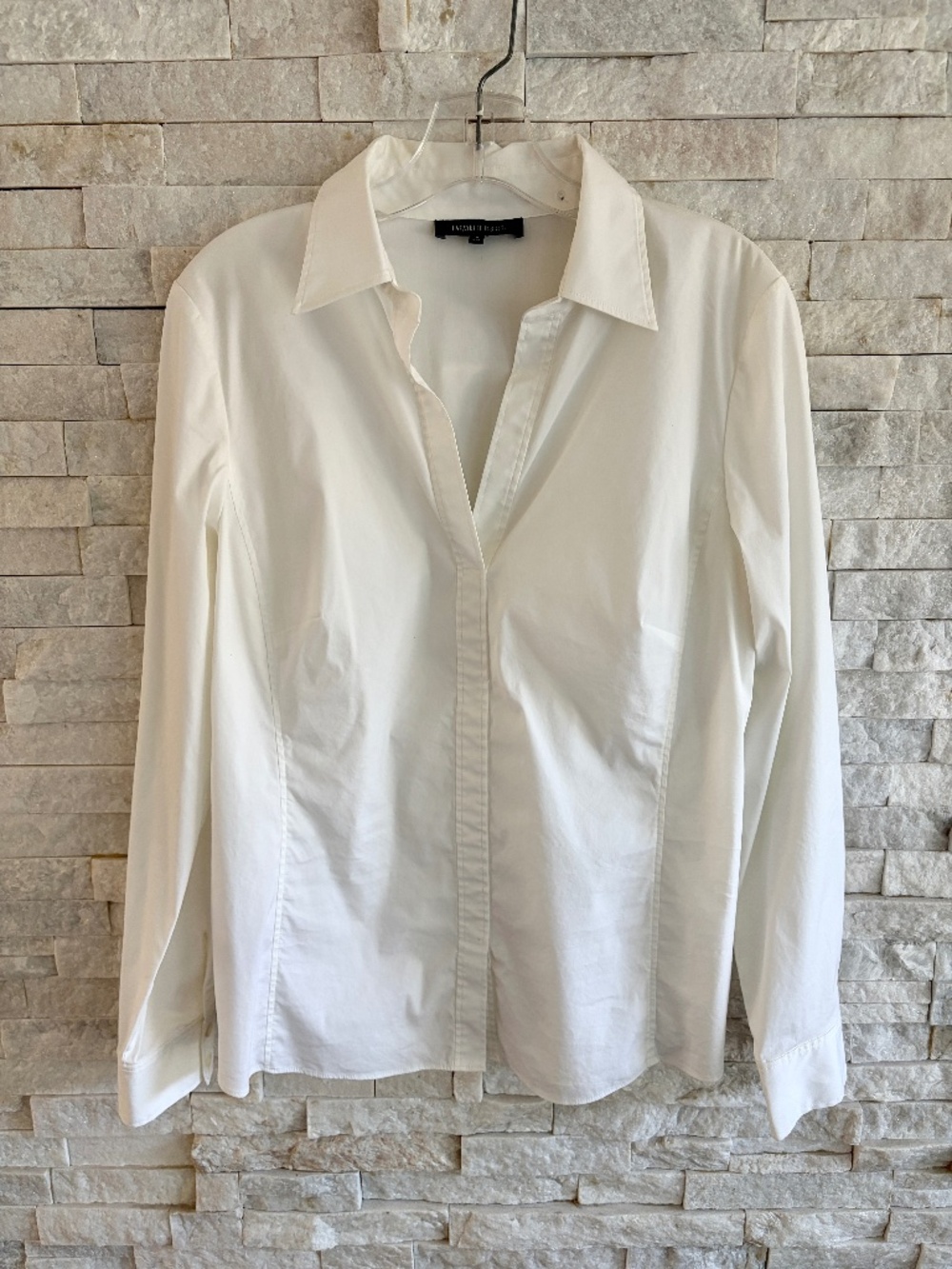 Lafayette 148 White Cotton Blend Long-Sleeve Shirt NWOT - Size 8